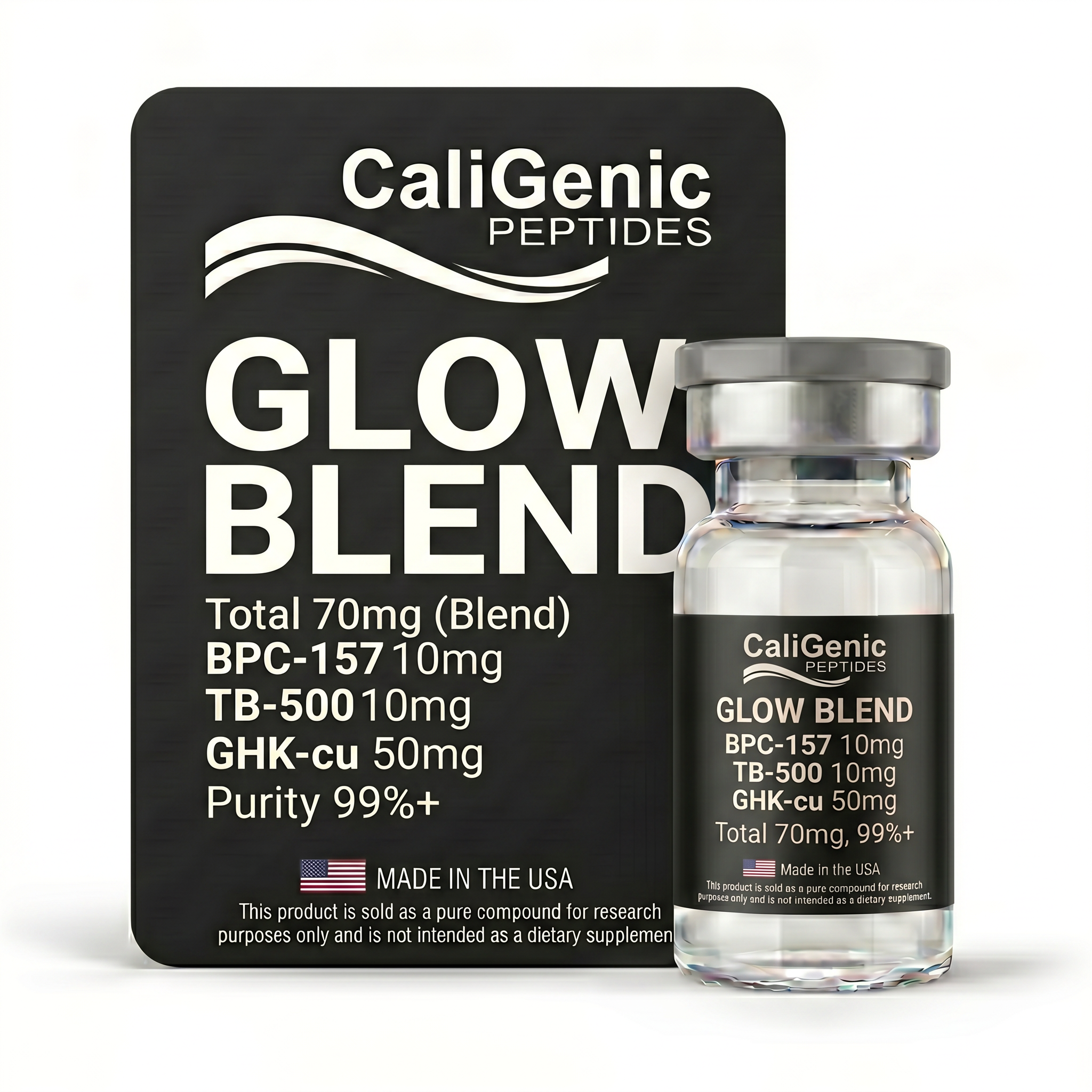 GLOW GHK-Cu (50mg) / BPC-157 (10mg) / TB500 (10mg) 99%+